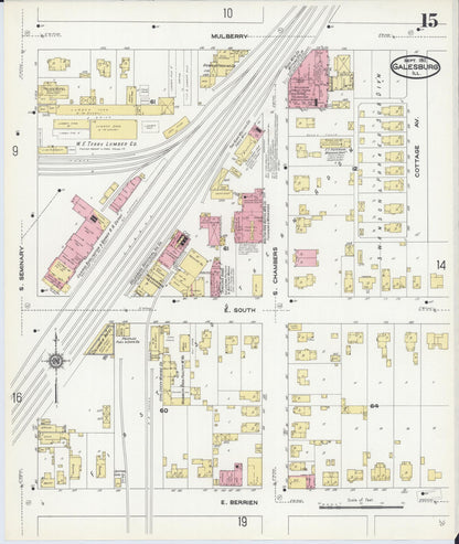 Sanborn Fire Insurance Map from Galesburg, Knox County, Illinois (1911), Sheet #0015 - Complete Map Set gallery image, historic Sanborn map, vintage wall art, Illinois Illinois
