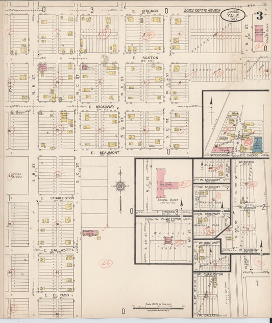 Sanborn Fire Insurance Map from Yale, Payne County, Oklahoma (1922), Sheet #0003 - Historic Sanborn Fire Insurance Map Print, vintage old map wall art, antique decor, genealogy gift, Oklahoma Oklahoma map