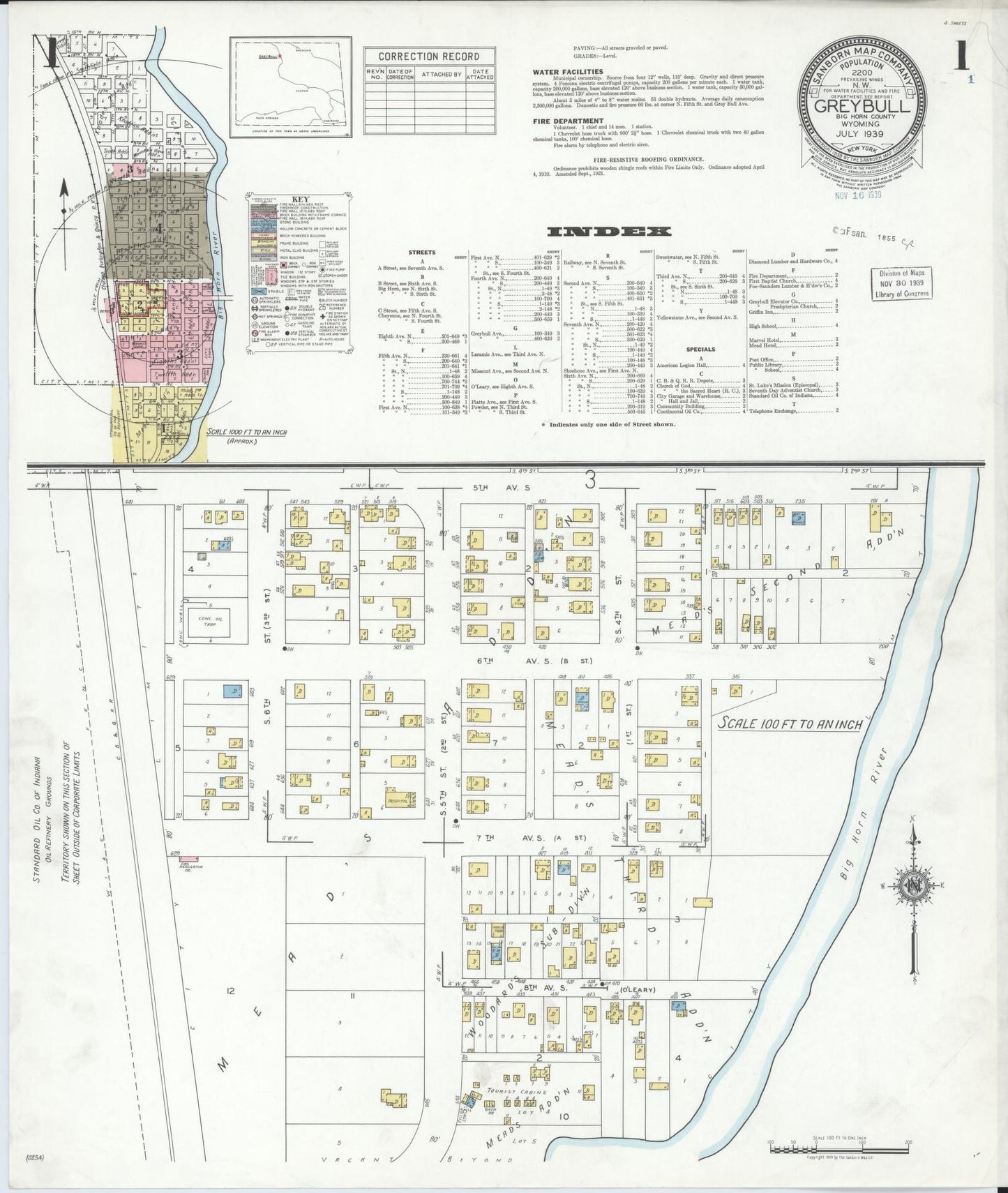 Sanborn Fire Insurance Map from Greybull, Big Horn County, Wyoming. (1939) – Historic Sanborn Fire Insurance Map Print