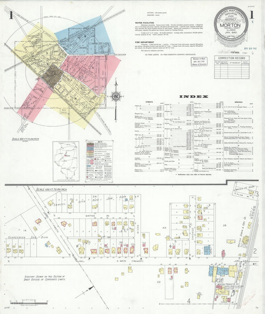 Sanborn Fire Insurance Map from Morton, Tazewell County, Illinois (1940), Sheet #0001 - Complete Map Set gallery image, historic Sanborn map, vintage wall art, Illinois Illinois