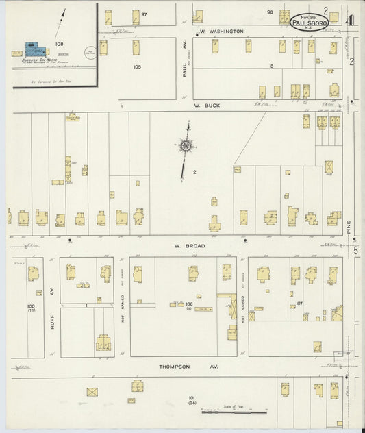 Sanborn Fire Insurance Map from Paulsboro, Gloucester County, New Jersey (1915), Sheet #0004 - Historic Sanborn Fire Insurance Map Print, vintage old map wall art, antique decor, genealogy gift, New Jersey New Jersey map