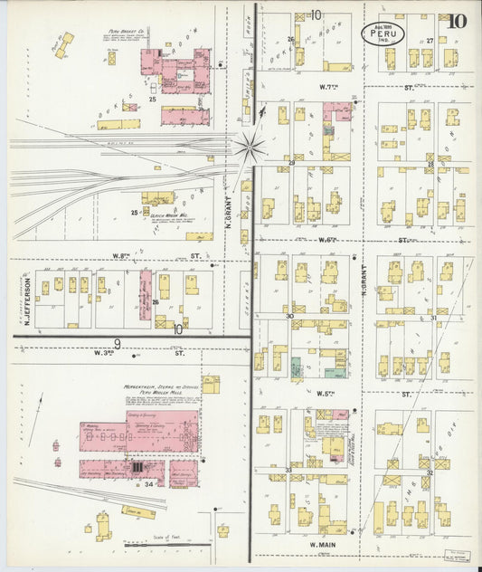 Sanborn Fire Insurance Map from Peru, Miami County, Indiana (1899), Sheet #0010 - Historic Sanborn Fire Insurance Map Print, vintage old map wall art, antique decor, genealogy gift, Indiana Indiana map