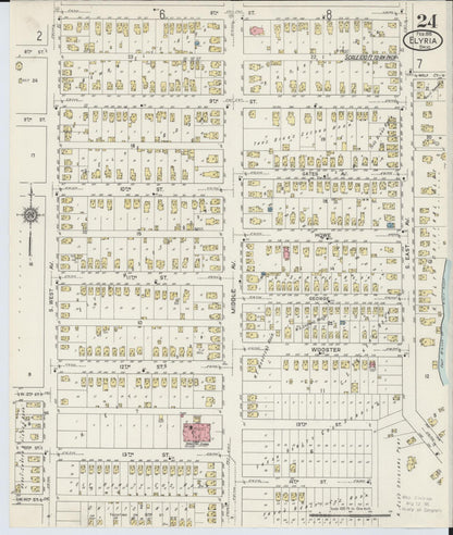 Sanborn Fire Insurance Map from Elyria, Lorain County, Ohio (1915), Sheet #0024 - Complete Map Set gallery image, historic Sanborn map, vintage wall art, Ohio Ohio
