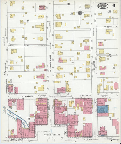 Sanborn Fire Insurance Map from Lebanon, Wilson County, Tennessee (1920), Sheet #0006 - Complete Map Set gallery image, historic Sanborn map, vintage wall art, Tennessee Tennessee