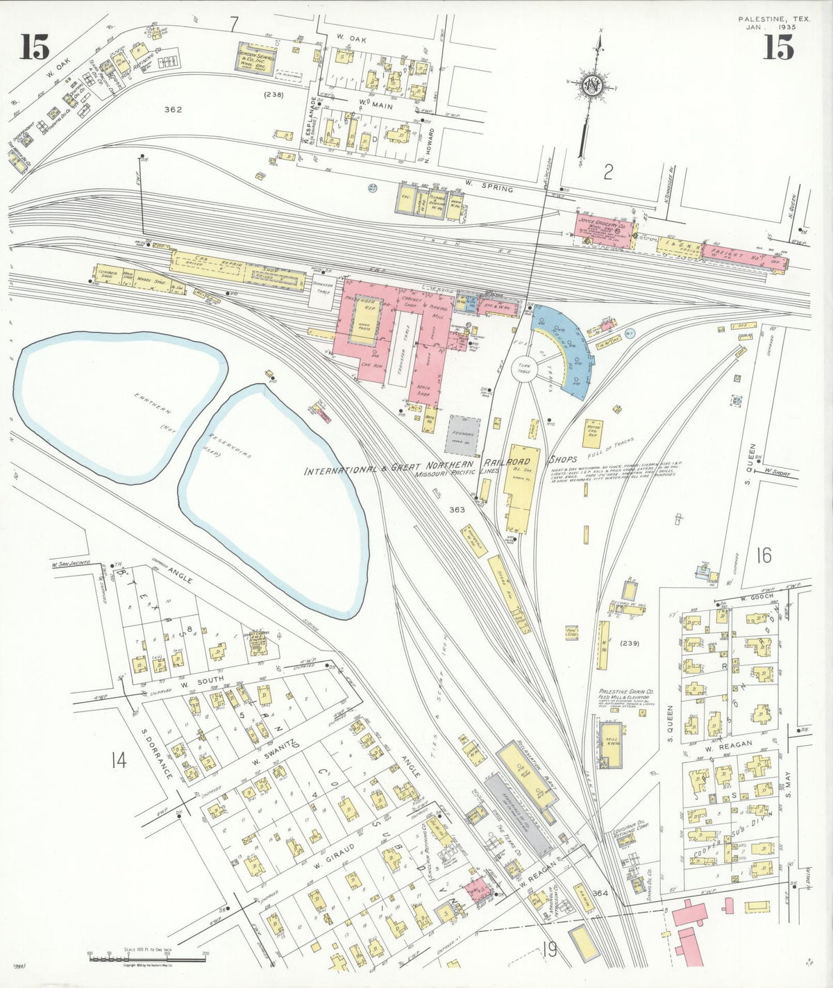 Sanborn Fire Insurance Map from Palestine, Anderson County, Texas (1935), Sheet #0015 - Complete Map Set gallery image, historic Sanborn map, vintage wall art, Texas Texas