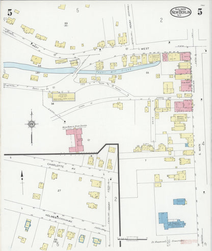 Sanborn Fire Insurance Map from New Berlin, Chenango County, New York (1929), Sheet #0005 - Complete Map Set gallery image, historic Sanborn map, vintage wall art, New York New York