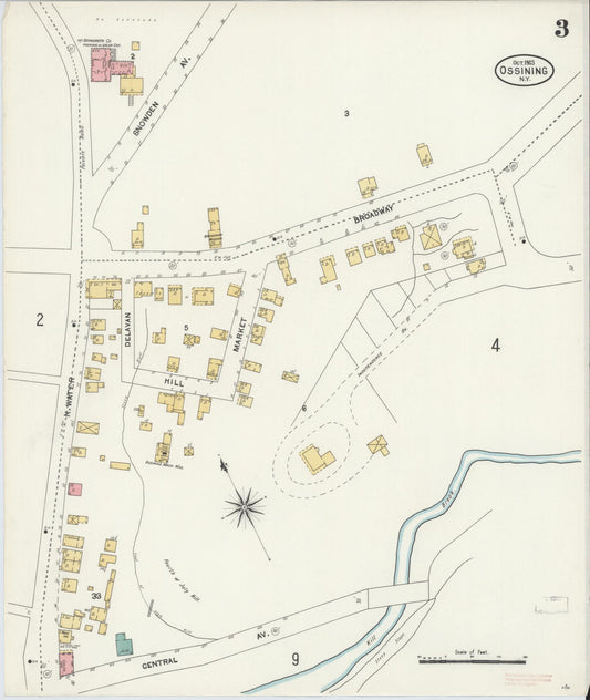 Sanborn Fire Insurance Map from Ossining, Westchester County, New York (1903), Sheet #0003 - Historic Sanborn Fire Insurance Map Print, vintage old map wall art, antique decor, genealogy gift, New York New York map