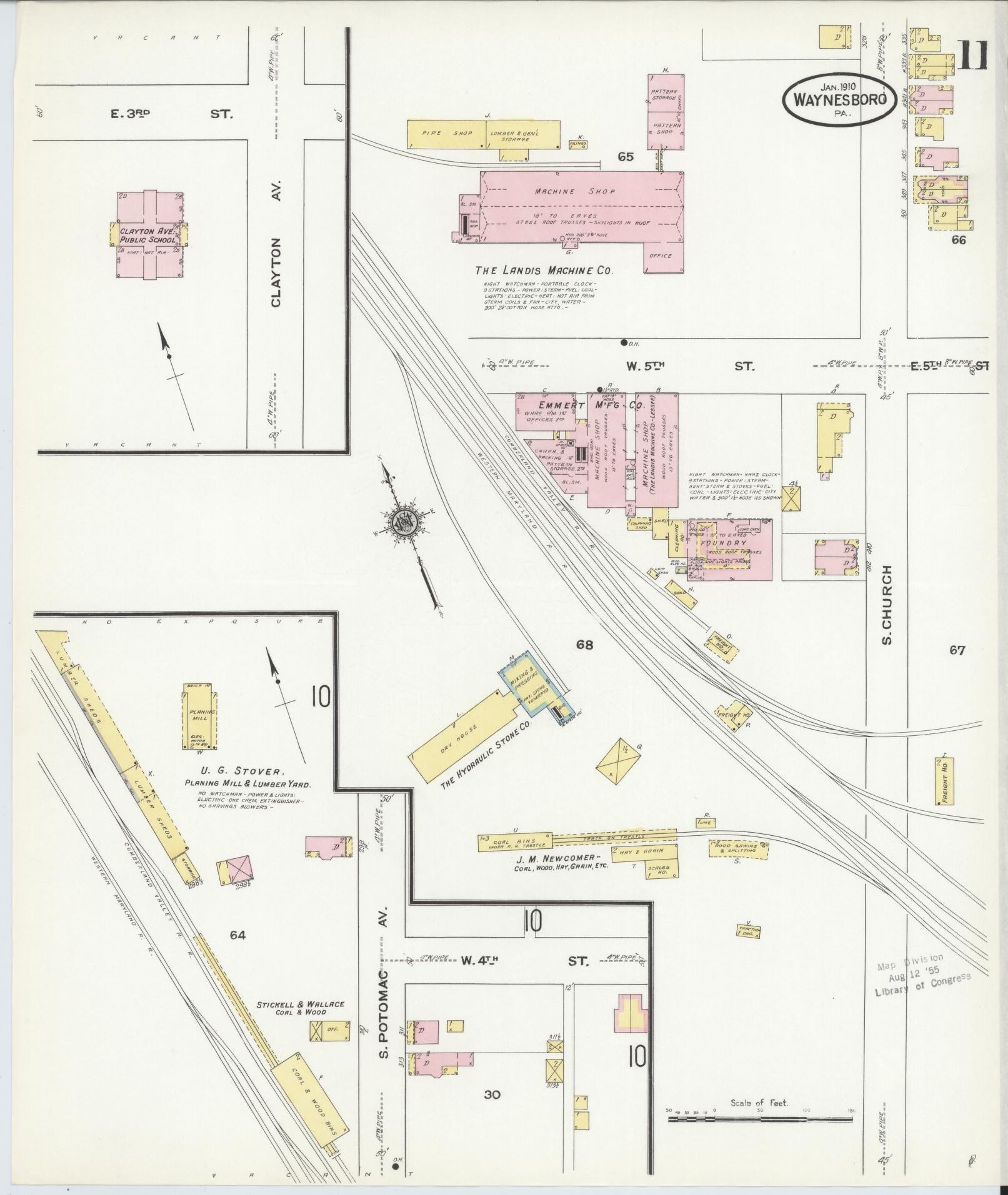 Sanborn Fire Insurance Map from Waynesboro, Franklin County, Pennsylvania (1910), Sheet #0011 - Complete Map Set gallery image, historic Sanborn map, vintage wall art, Pennsylvania Pennsylvania