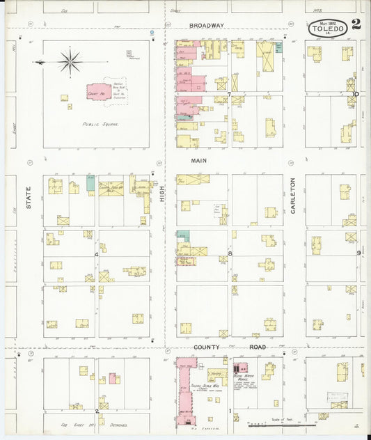 Sanborn Fire Insurance Map from Toledo, Tama County, Iowa (1892), Sheet #0002 - Historic Sanborn Fire Insurance Map Print, vintage old map wall art