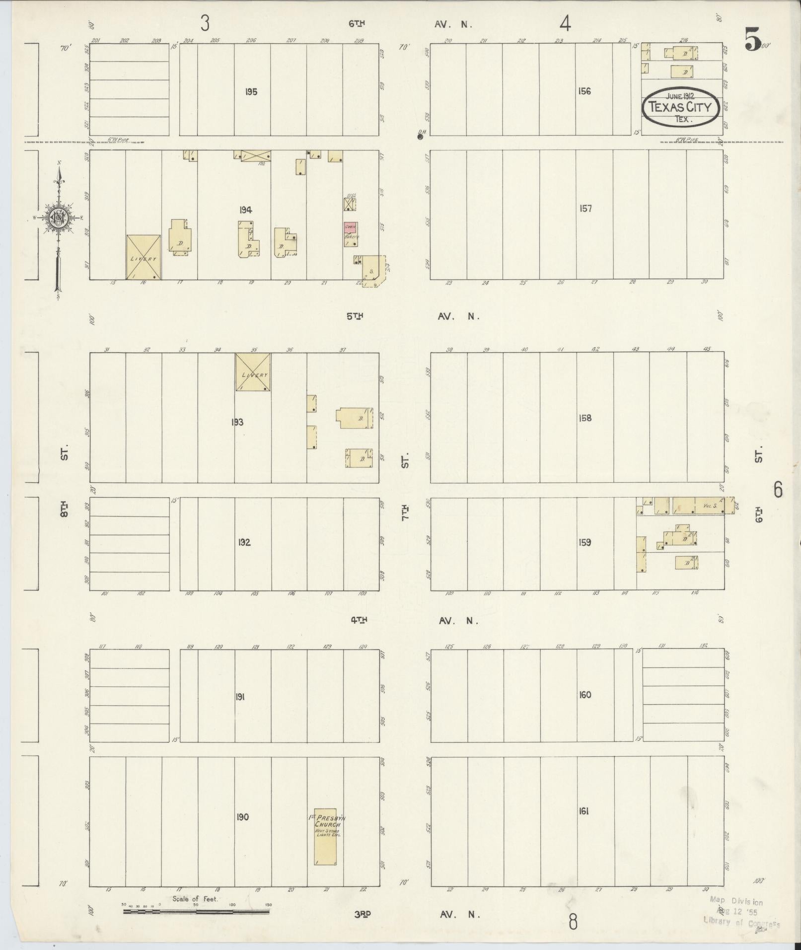 Sanborn Fire Insurance Map from Texas City, Galveston County, Texas (1912), Sheet #0005 - Complete Map Set gallery image, historic Sanborn map, vintage wall art, Texas Texas