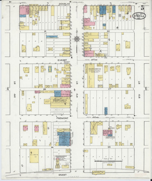 Sanborn Fire Insurance Map from O'Neill, Holt County, Nebraska (1920), Sheet #0005 - Historic Sanborn Fire Insurance Map Print, vintage old map wall art, antique decor, genealogy gift, Nebraska Nebraska map