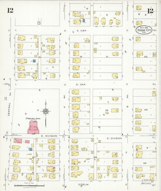 Sanborn Fire Insurance Map from Dodge City, Ford County, Kansas (1926), Sheet #0012 - Historic Sanborn Fire Insurance Map Print, vintage old map wall art, antique decor, genealogy gift, Kansas Kansas map