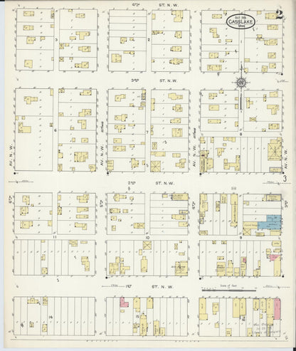 Sanborn Fire Insurance Map from Cass Lake, Cass County, Minnesota (1913), Sheet #0002 - Complete Map Set gallery image, historic Sanborn map, vintage wall art, Minnesota Minnesota