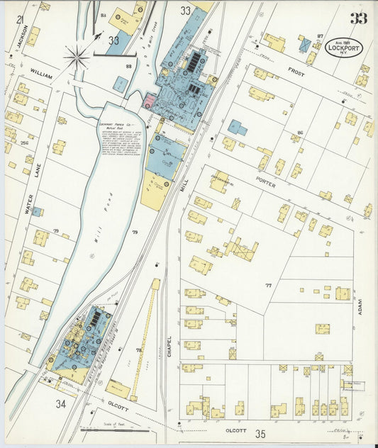 Sanborn Fire Insurance Map from Lockport, Niagara County, New York (1909), Sheet #0033 - Historic Sanborn Fire Insurance Map Print, vintage old map wall art, antique decor, genealogy gift, New York New York map
