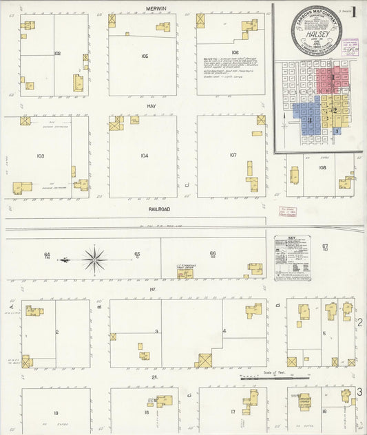 Sanborn Fire Insurance Map from Halsey, Linn County, Oregon (1908), Sheet #0001 - Historic Sanborn Fire Insurance Map Print, vintage old map wall art, antique decor, genealogy gift, Oregon Oregon map
