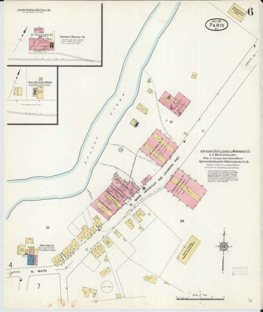 Sanborn Fire Insurance Map from Paris, Bourbon County, Kentucky (1912), Sheet #0006 - Historic Sanborn Fire Insurance Map Print, vintage old map wall art, antique decor, genealogy gift, Kentucky Kentucky map