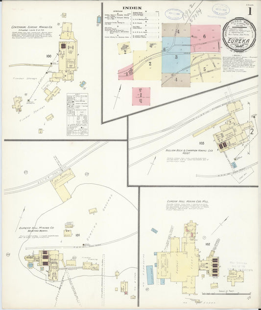 Sanborn Fire Insurance Map from Eureka, Juab County, Utah (1898), Sheet #0001 - Historic Sanborn Fire Insurance Map Print, vintage old map wall art, antique decor, genealogy gift, Utah Utah map