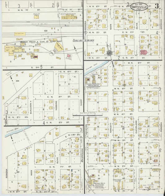 Sanborn Fire Insurance Map from Smithville, Bastrop County, Texas (1915), Sheet #0003 - Historic Sanborn Fire Insurance Map Print, vintage old map wall art, antique decor, genealogy gift, Texas Texas map