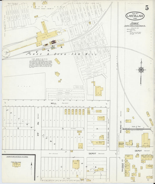 Sanborn Fire Insurance Map from Lake Village, Chicot County, Arkansas (1917), Sheet #0005 - Historic Sanborn Fire Insurance Map Print, vintage old map wall art, antique decor, genealogy gift, Arkansas Arkansas map