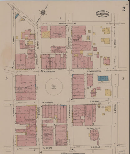Sanborn Fire Insurance Map from Gainesville, Hall County, Georgia (1922), Sheet #0002 - Complete Map Set gallery image, historic Sanborn map, vintage wall art, Georgia Georgia