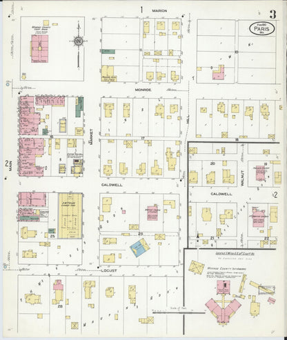 Sanborn Fire Insurance Map from Paris, Monroe County, Missouri (1910), Sheet #0003 - Complete Map Set gallery image, historic Sanborn map, vintage wall art, Missouri Missouri