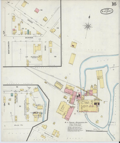 Sanborn Fire Insurance Map from Rahway, Union County, New Jersey (1896), Sheet #0016 - Historic Sanborn Fire Insurance Map Print, vintage old map wall art, antique decor, genealogy gift, New Jersey New Jersey map