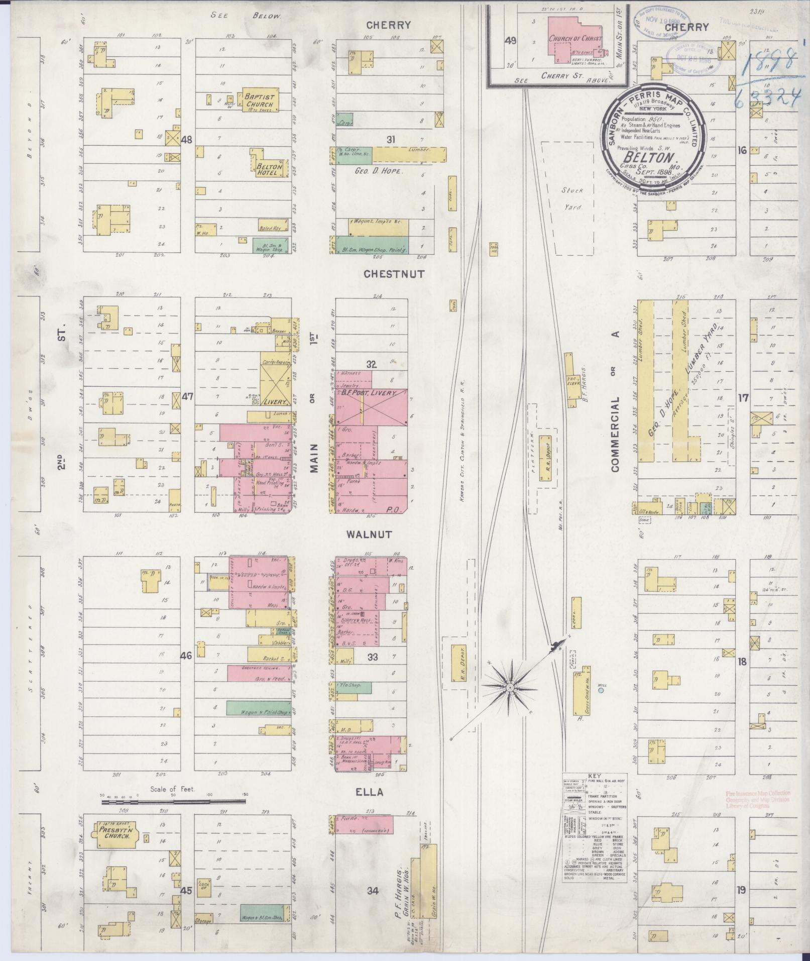Sanborn Fire Insurance Map from Belton, Cass County, Missouri. (1898) – Historic Sanborn Fire Insurance Map Print
