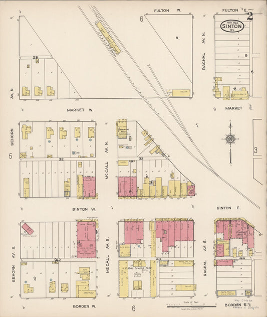 Sanborn Fire Insurance Map from Sinton, San Patricio County, Texas (1922), Sheet #0002 - Historic Sanborn Fire Insurance Map Print, vintage old map wall art, antique decor, genealogy gift, Texas Texas map