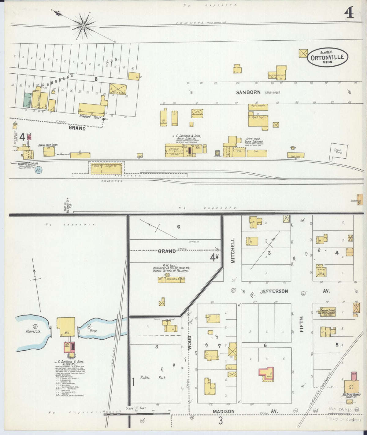 Sanborn Fire Insurance Map from Ortonville, Big Stone County, Minnesota (1899), Sheet #0004 - Complete Map Set gallery image, historic Sanborn map, vintage wall art, Minnesota Minnesota