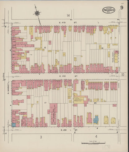 Sanborn Fire Insurance Map from Frederick, Frederick County, Maryland (1922), Sheet #0009 - Complete Map Set gallery image, historic Sanborn map, vintage wall art, Maryland Maryland