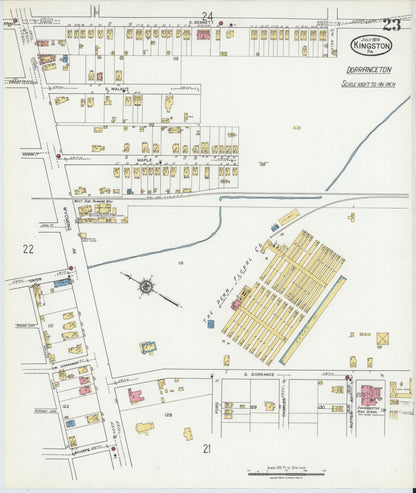 Sanborn Fire Insurance Map from Kingston, Luzerne County, Pennsylvania (1919), Sheet #0023 - Complete Map Set gallery image, historic Sanborn map, vintage wall art, Pennsylvania Pennsylvania
