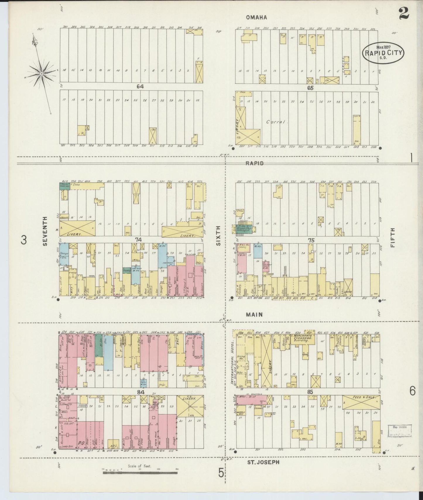 Sanborn Fire Insurance Map from Rapid City, Pennington County, South Dakota (1897), Sheet #0002 - Complete Map Set gallery image, historic Sanborn map, vintage wall art, South Dakota South Dakota