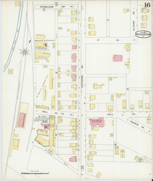 Sanborn Fire Insurance Map from Washington, Washington County, Pennsylvania (1896), Sheet #0016 - Historic Sanborn Fire Insurance Map Print, vintage old map wall art, antique decor, genealogy gift, Pennsylvania Pennsylvania map