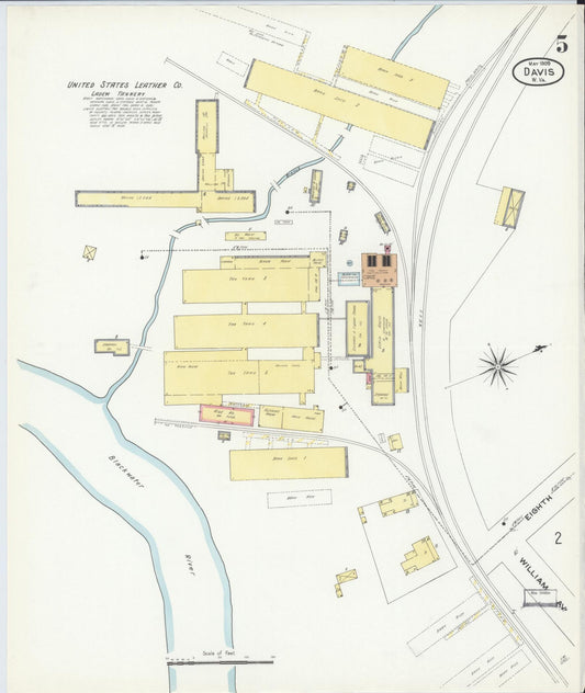 Sanborn Fire Insurance Map from Davis, Tucker County, West Virginia (1909), Sheet #0005 - Historic Sanborn Fire Insurance Map Print, vintage old map wall art, antique decor, genealogy gift, West Virginia West Virginia map