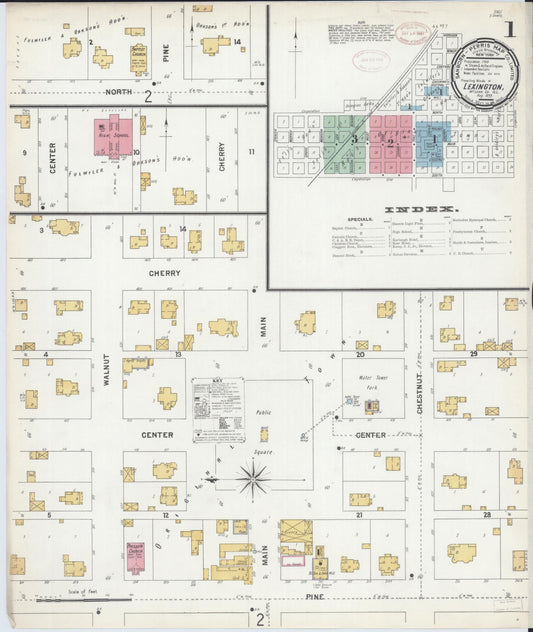 Sanborn Fire Insurance Map from Lexington, McLean County, Illinois (1899), Sheet #0001 - Historic Sanborn Fire Insurance Map Print, vintage old map wall art, antique decor, genealogy gift, Illinois Illinois map