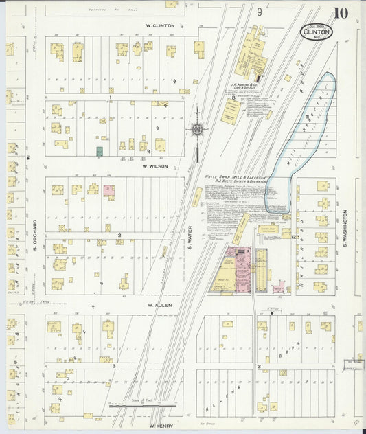 Sanborn Fire Insurance Map from Clinton, Henry County, Missouri (1909), Sheet #0010 - Historic Sanborn Fire Insurance Map Print, vintage old map wall art, antique decor, genealogy gift, Missouri Missouri map