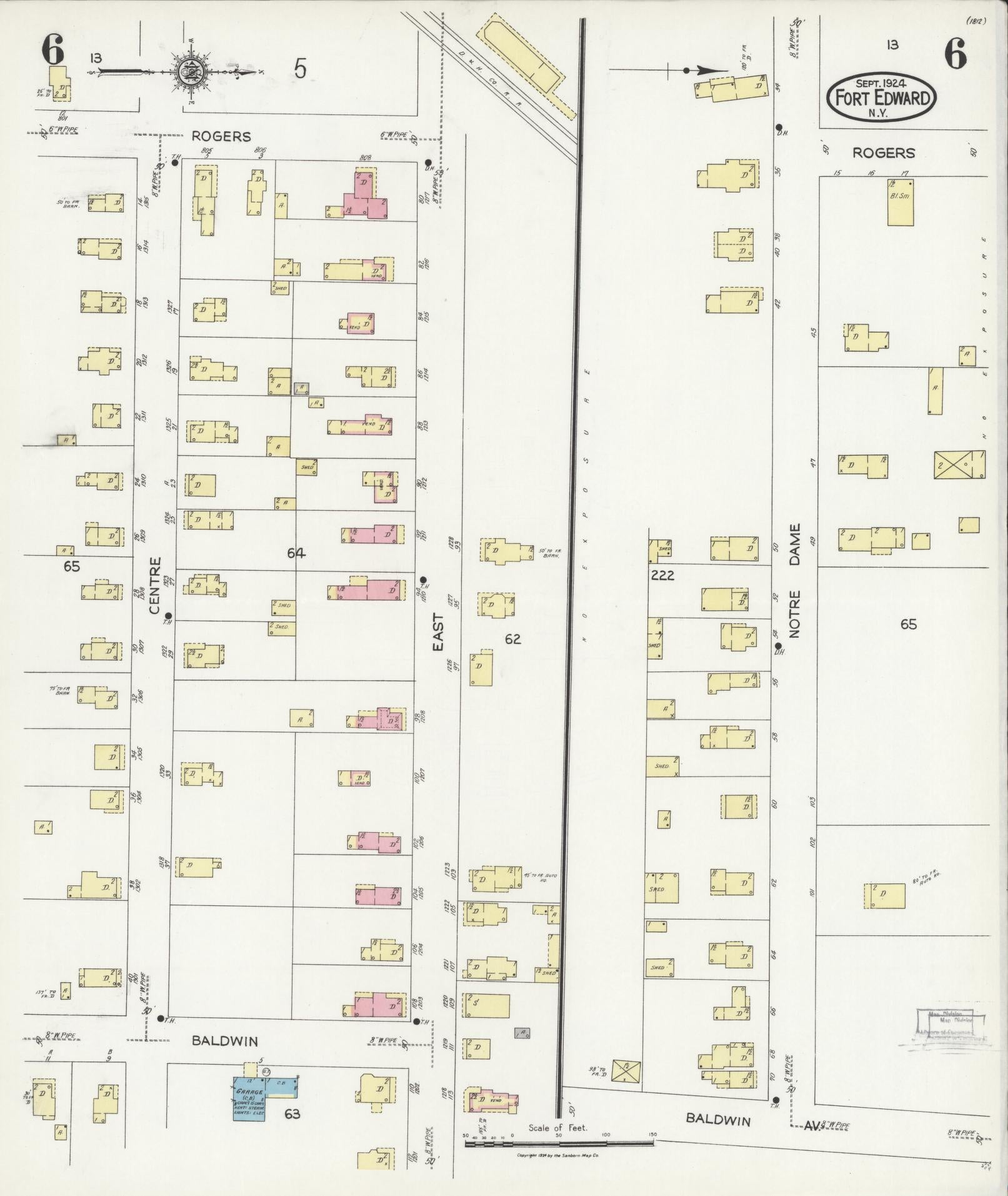 Sanborn Fire Insurance Map from Fort Edward, Washington County, New York (1924), Sheet #0006 - Complete Map Set gallery image, historic Sanborn map, vintage wall art, New York New York