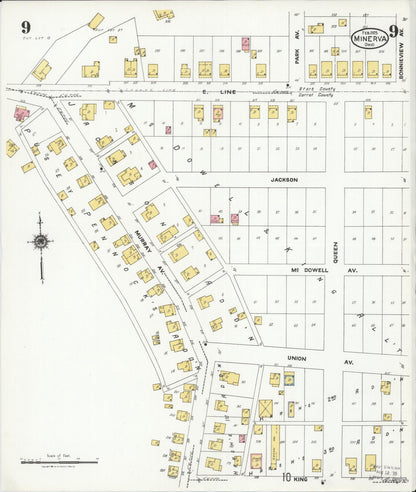 Sanborn Fire Insurance Map from Minerva, Stark And Carroll Counties, Ohio (1925), Sheet #0009 - Complete Map Set gallery image, historic Sanborn map, vintage wall art, Ohio Ohio