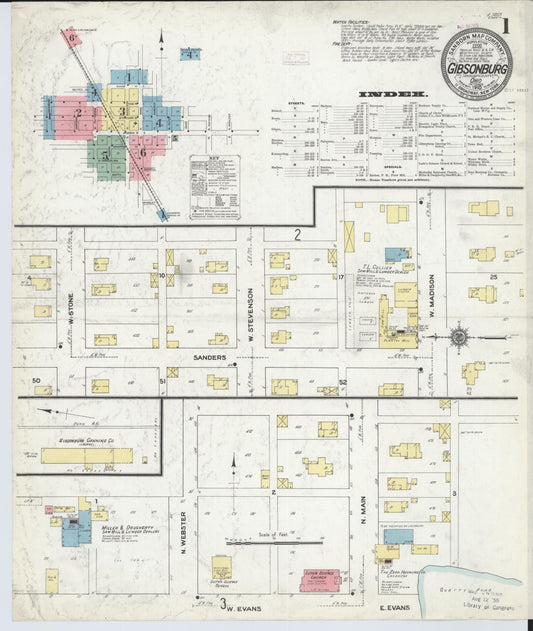 Sanborn Fire Insurance Map from Gibsonburg, Sandusky County, Ohio (1910), Sheet #0001 - Complete Map Set gallery image, historic Sanborn map, vintage wall art, Ohio Ohio