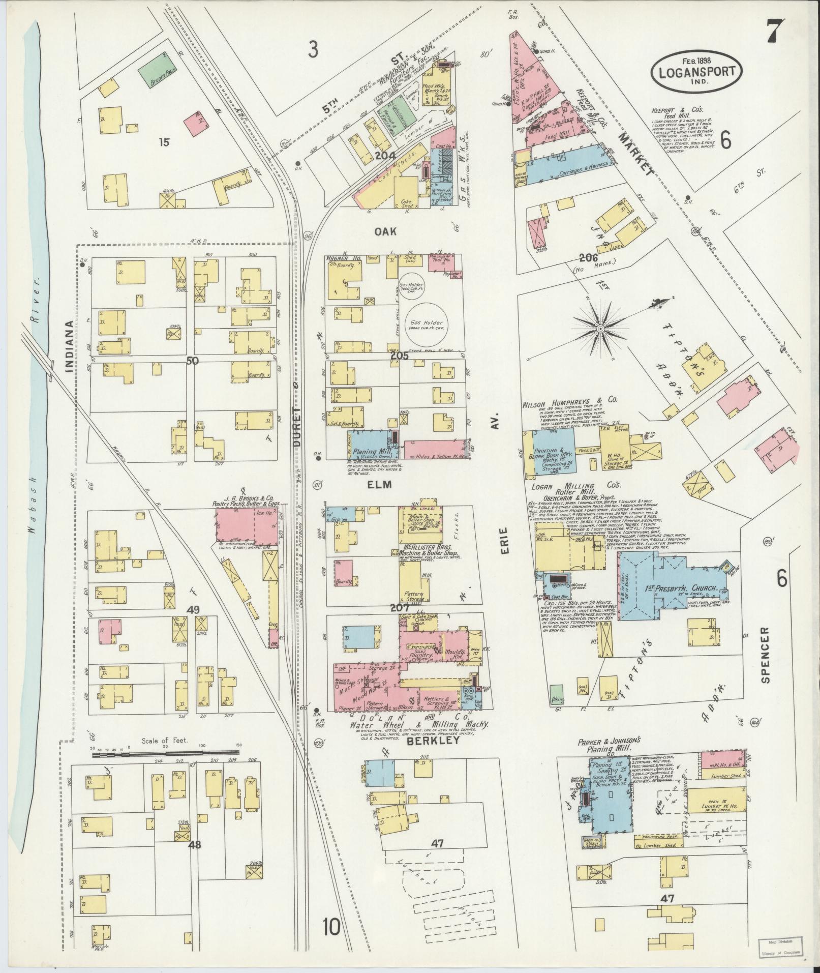 Sanborn Fire Insurance Map from Logansport, Cass County, Indiana (1898), Sheet #0007 - Complete Map Set gallery image, historic Sanborn map, vintage wall art, Indiana Indiana