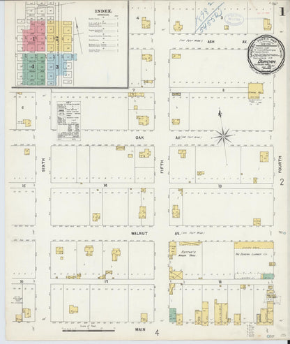 Sanborn Fire Insurance Map from Duncan, Stephens County, Oklahoma (1898), Sheet #0001 - Complete Map Set gallery image, historic Sanborn map, vintage wall art, Oklahoma Oklahoma