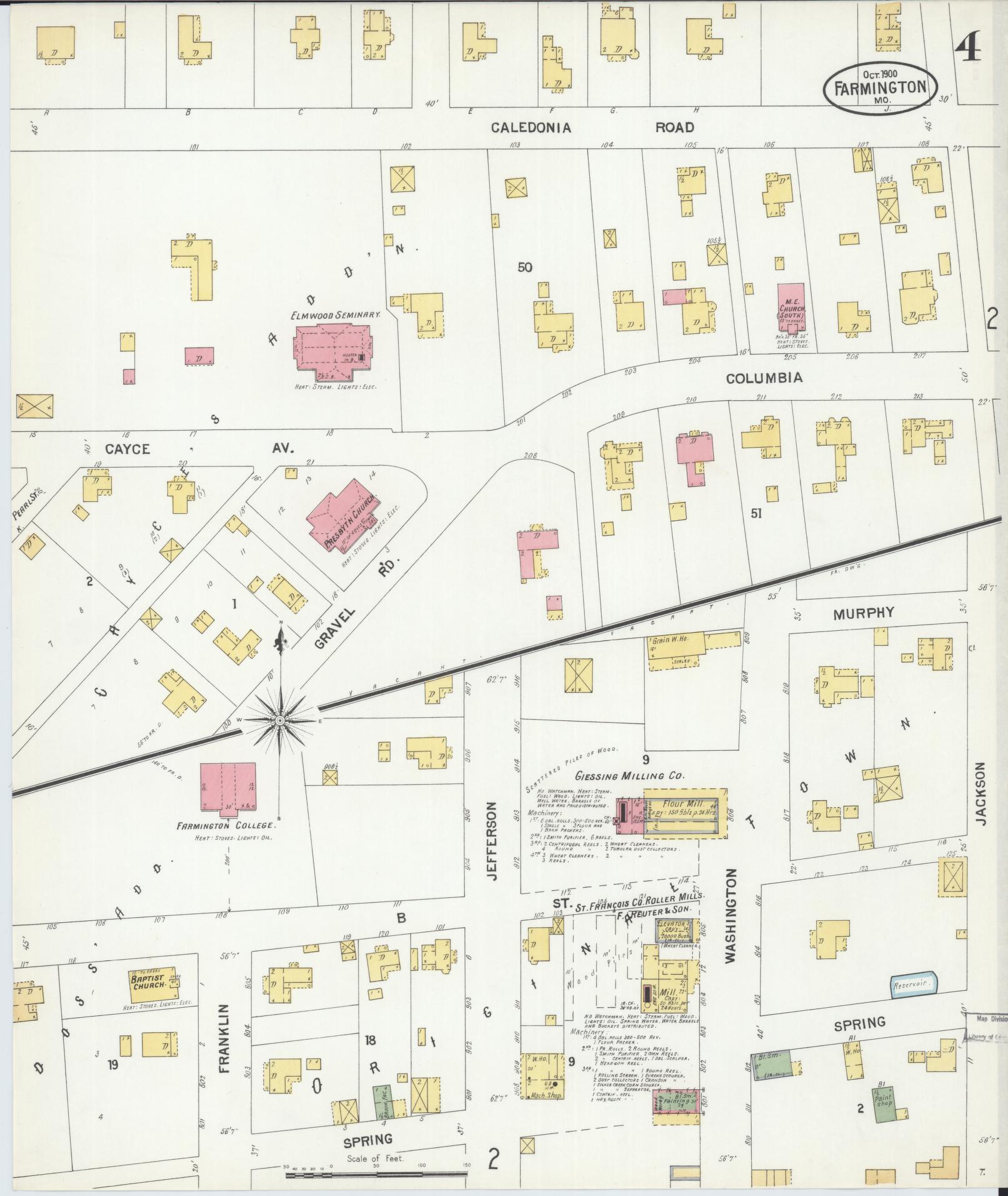 Sanborn Fire Insurance Map from Farmington, Saint Francois County, Missouri (1900), Sheet #0004 - Historic Sanborn Fire Insurance Map Print, vintage old map wall art, antique decor, genealogy gift, Missouri Missouri map