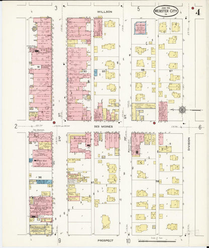 Sanborn Fire Insurance Map from Webster City, Hamilton County, Iowa (1915), Sheet #0004 - Historic Sanborn Fire Insurance Map Print