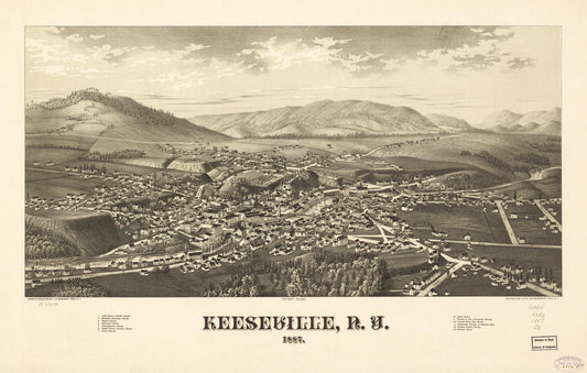 Keeseville, N.Y. 1887. (1887) – Historic Bird’s-Eye View Panorama Print