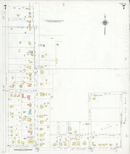 Sanborn Fire Insurance Map from Plano, Collin County, Texas (1949), Sheet #0007 - Historic Sanborn Fire Insurance Map Print, vintage old map wall art, antique decor, genealogy gift, Texas Texas map