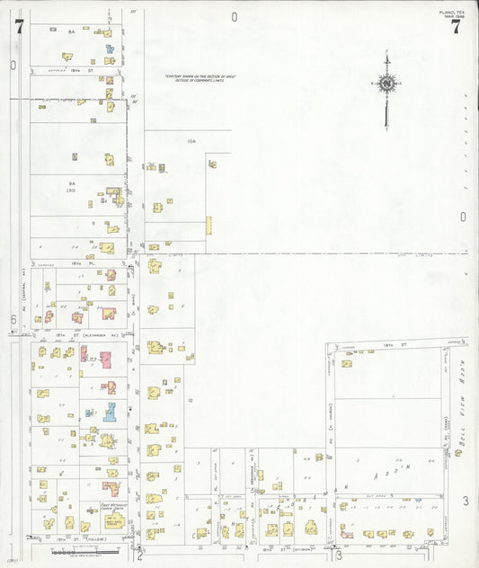 Sanborn Fire Insurance Map from Plano, Collin County, Texas (1949), Sheet #0007 - Historic Sanborn Fire Insurance Map Print, vintage old map wall art, antique decor, genealogy gift, Texas Texas map