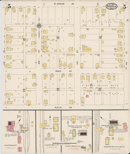 Sanborn Fire Insurance Map from Byesville, Guernsey County, Ohio (1922), Sheet #0005 - Historic Sanborn Fire Insurance Map Print, vintage old map wall art, antique decor, genealogy gift, Ohio Ohio map