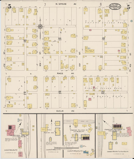 Sanborn Fire Insurance Map from Byesville, Guernsey County, Ohio (1922), Sheet #0005 - Historic Sanborn Fire Insurance Map Print, vintage old map wall art, antique decor, genealogy gift, Ohio Ohio map