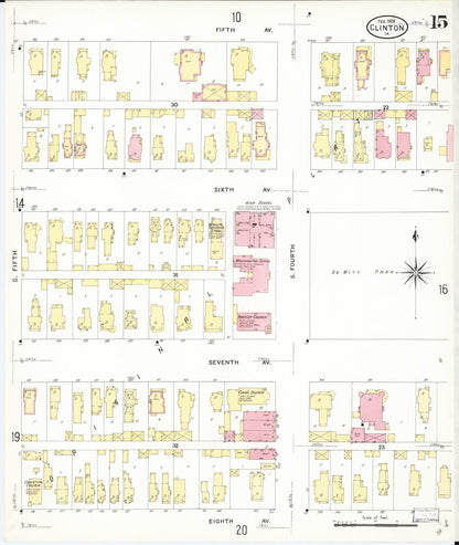 Sanborn Fire Insurance Map from Clinton, Clinton County, Iowa (1909), Sheet #0015 - Historic Sanborn Fire Insurance Map Print