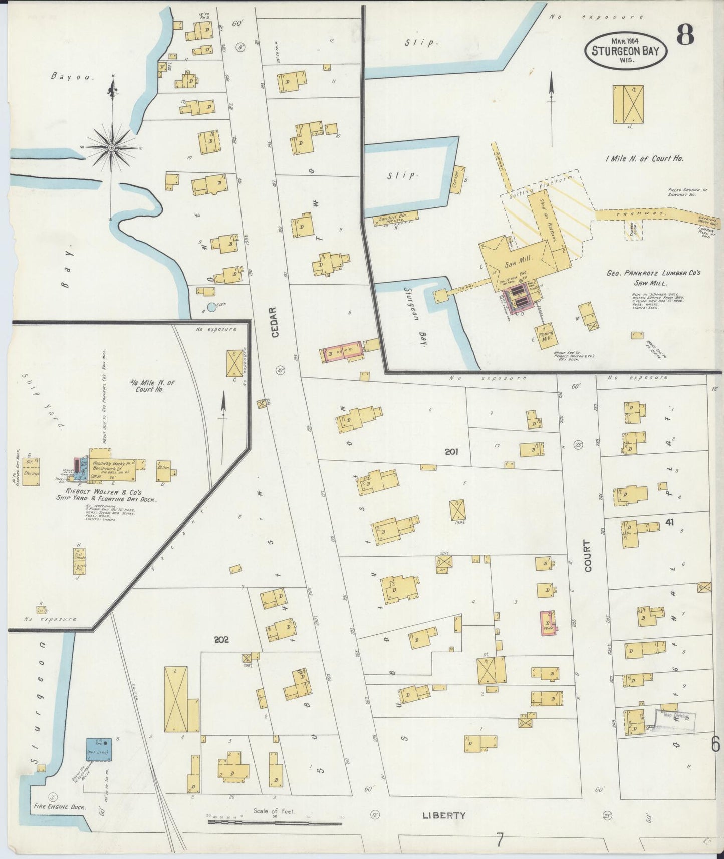 Sanborn Fire Insurance Map from Sturgeon Bay, Door County, Wisconsin (1904), Sheet #0008 - Complete Map Set gallery image, historic Sanborn map, vintage wall art, Wisconsin Wisconsin